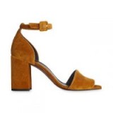 WHISTLES Hedda Velvet Block Heel Sandal / mustard-yellow chunky heeled sandals