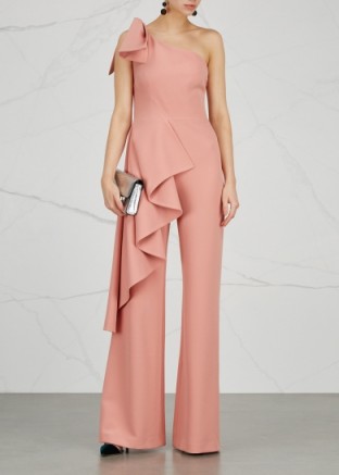 SAFIYAA Hypnis blush one-shoulder jumpsuit ~ pink ruffle jumpsuits ~ Christmas event clothing