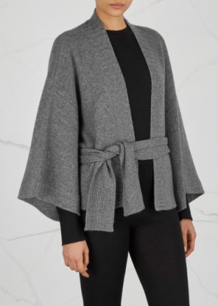 LE KASHA Iwikara grey cashmere cardigan ~ chic wide sleeve cardigans ~ belted knitwear