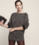 Reiss JOSEPHINE METALLIC STRIPE JUMPER SILVER ~ evening knitwear ~ shimmering jumpers ~ party wear