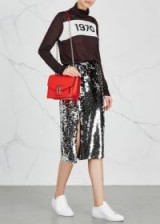 SAMSØE & SAMSØE Kellis silver sequinned skirt ~ side slit sequin skirts