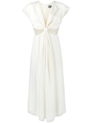 KITX silk web knot dress ~ cream semi sheer twist front dresses