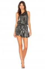 krisa SEYMORE RUFFLE DRESS ~ gunmetal metallic party dresses ~ one shoulder mini