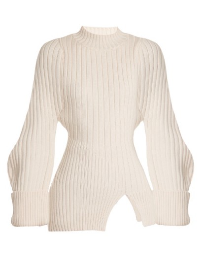 JACQUEMUS La Maille Pablo ribbed-knit wool sweater ~ sculpted knitwear