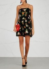 ALICE + OLIVIA Launa floral-embroidered velvet dress