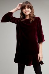 Seen Worn Kept Lyson Velvet Tunic in Wine / dark red frill trim dresses / jewel tones