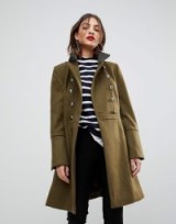 Mango Flare Sleeve Button Military Coat | khaki green coats