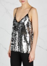 SAMSØE & SAMSØE Mano silver sequinned tank ~ metallic plunge front camisoles