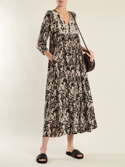 WEEKEND MAX MARA Mattino dress ~ black and beige print midi dresses