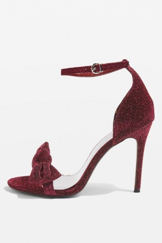 Topshop MESMERISE Bow Heel Sandals – dark pink glitter heels – party shoes