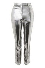 Topshop Metallic Cigarette Trousers – silver party pants