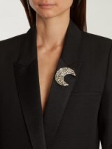 SAINT LAURENT Moon crystal-embellished brooch – big beautiful brooches – celestial jewellery