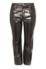 Topshop MOTO Black Metallic Dree Jeans / shiny crop leg trousers