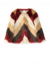 Stradivarius Multicoloured faux fur jacket | fluffy chevron printed coats