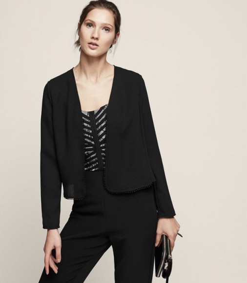 REISS NADA CROPPED BOLERO JACKET BLACK ~ chic lbj ~ black evening jackets