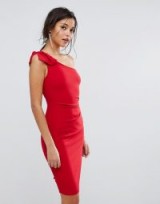 Oasis One Shoulder Mini Dress ~ red bodycon dresses