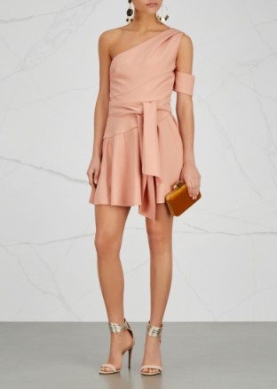 FINDERS KEEPERS Oblivion blush one-shoulder dress ~ one shoulder party dresses ~ pretty pink ~ draped evening fashion