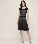 REISS ODEALIA JACQUARD-DETAIL DRESS BLACK / fit and flare occasion dresses / lbd