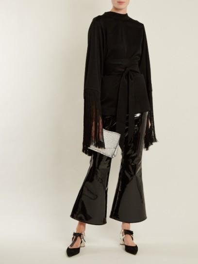 ELLERY Outlaw kick-flare cropped vinyl trousers ~ glossy black flares