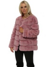 FRENCH BOUTIQUE Pink Panelled Luxe Faux Fur Coat ~ fluffy winter jackets ~ glamour