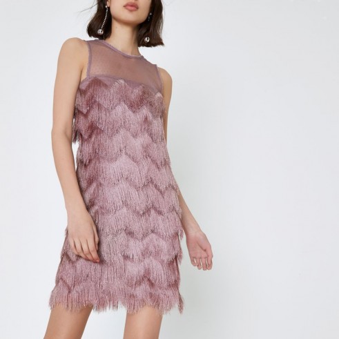 River Island Pink fringed sleeveless swing dress | 20s vintage style party dresses