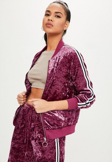 Missguided pink velvet side stripes jacket ~ glittering jackets