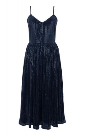 WAREHOUSE PLEATED SEQUIN CAMI DRESS – navy blue party dresses