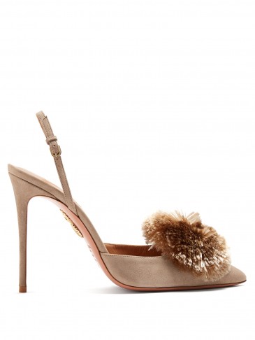 AQUAZZURA Taupe Powder Puff suede pumps