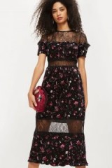 Topshop Print Velvet Midi Dress | semi sheer party dresses