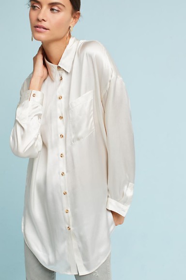 Maeve Raoul Silk Tunic | ivory longline shirts | silky tunics