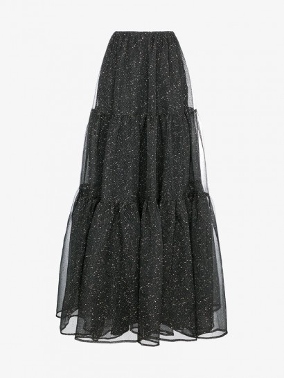 Rejina Pyo Tiered Organza Maxi-Skirt ~ long black net overlay skirts