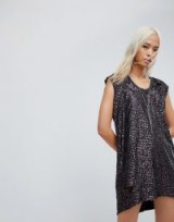 Religion Embellished Dress With Distressing / shiny open back grungy party dresses / glamorous grunge fashion