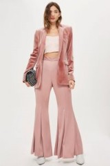 Topshop Satin Super Flare Trousers | pink party pants | silky flares