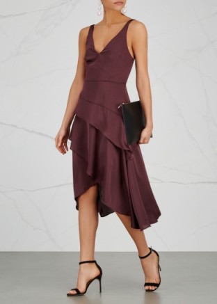 FINDERS KEEPERS Seasons plum tiered satin dress ~ purple party dresses