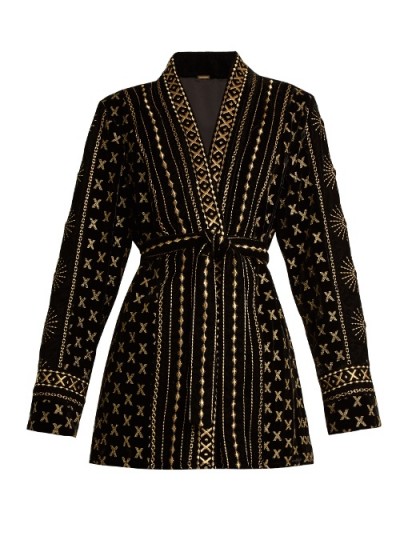 DODO BAR OR Sendy embroidered velvet kimono jacket