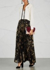 ALICE + OLIVIA Shannon foil-print pleated maxi skirt ~ long metallic print skirts ~ occasion clothing