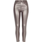 River Island Silver metallic Amelie super skinny jeans ~ party pants