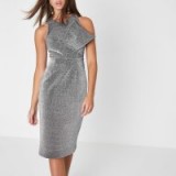 River Island Silver metallic glitter bow bodycon dress | shimmer party dresses