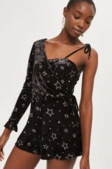 TOPSHOP Star Velvet One Shoulder Playsuit ~ luxe style party playsuits