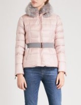 TED BAKER Junnie faux-fur collar quilted down and feather-blend jacket | pink padded jackets | casual luxe