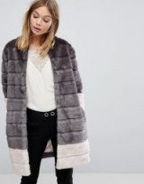 Ted Baker Faux Fur Jacket in Colourblock / light grey luxe / winter coats