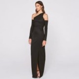 Outline The Bank Dress Black | long asymmetric evening dresses