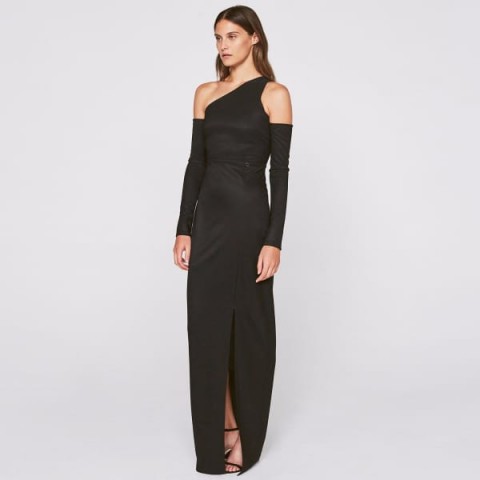 Outline The Bank Dress Black | long asymmetric evening dresses