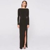 Outline The Bond Dress Black | long black scoop back dresses | front slit maxi