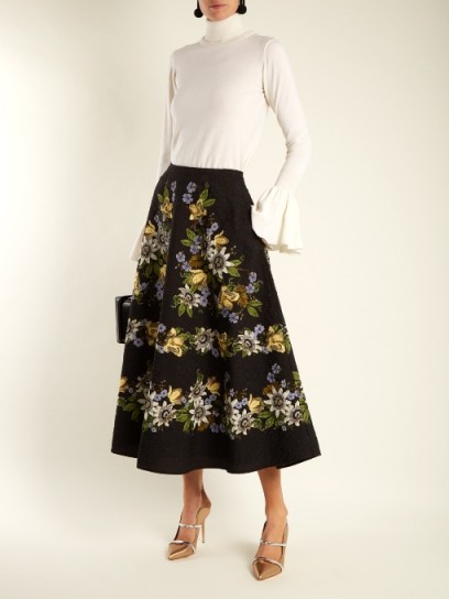 ERDEM Tiana matelassé A-line skirt ~ pretty floral skirts