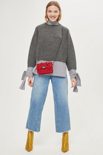 Topshop Tie Cuff Hybrid Jumper | two part jumpers | sweater/shirt combo