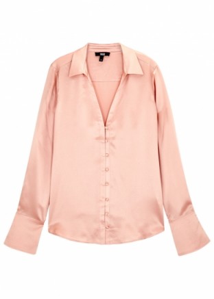 PAIGE Toscani blush hammered silk shirt – luxe pink shirts