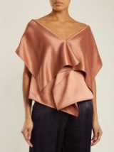 SIES MARJAN Tracy cape-detail satin top ~ metallic-bronze layered evening tops