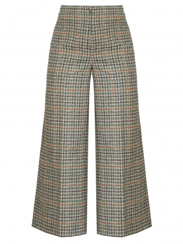 ISABEL MARANT Trevi high-rise wide-leg cropped trousers ~ check print crop leg pants