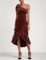 ULLA JOHNSON Elisa velvet midi dress / one shoulder occasion dresses / party season